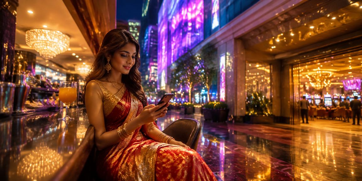 Woman placing cricket bets on mobile at MG Road Bangalore